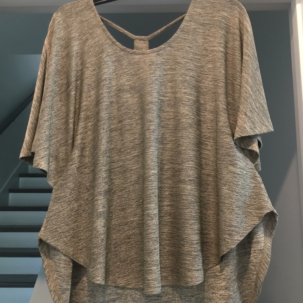 Gray Shirt with Open Back & Jeweled Detail